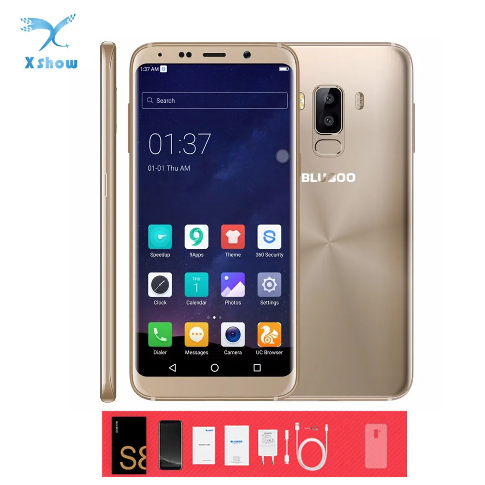 Bluboo S8 мобильный телефон 5," HD+ 1440x720 пикселей Android 7,0 Nougat MTK6750T Восьмиядерный 1,5 ГГц 3 ГБ 32 ГБ 3450 мАч батарея две sim-карты