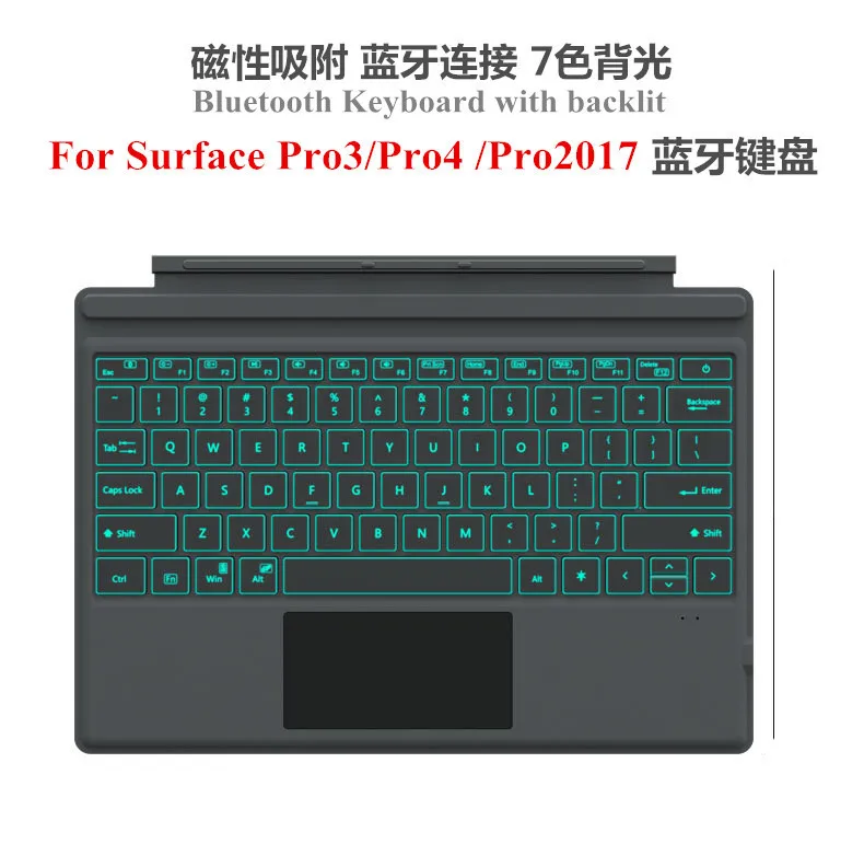 

Luxury Advanced Keybaord for Microsoft Surface Pro 4 / Pro 3 Slim Backlits Wireless Bluetooth Case with Trackpad+750mAh Battery