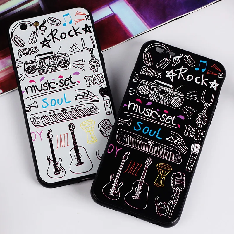 Чехол Kawaii для телефона с музыкальными граффити чехол iPhone X модный силиконовый 8 Plus