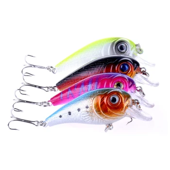 

New Hot Sale Good quality Crank Fishing Lures 4 PCS/Lot 7cm 11.3g plastic 4 Color 3D Eyes 6# Hooks Hard Lure