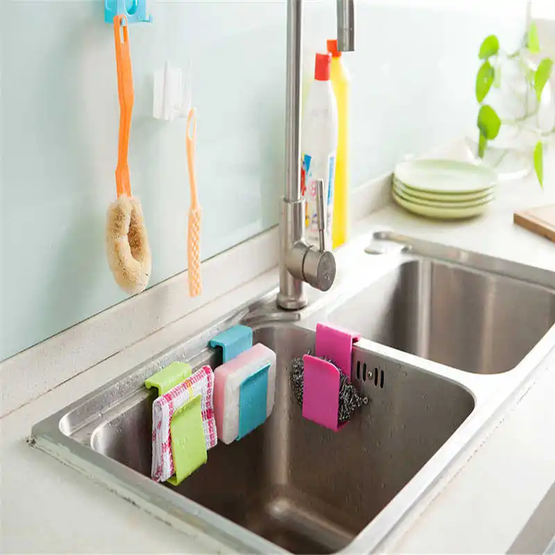 

Kitchen Storage Rack Towel Soap Dish Holder Kitchen Bathroom Sink Dish Sponge Storage shelf Holder Rack Robe Hooks Sucker