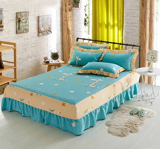 Хлопковая юбка-кровать с синими цветами, 1 шт., эластичное покрывало кроватный подзор наматрасник покрывало Твин, полный размер кровати