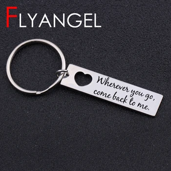 

Personalized Empty Heart Fashion Keychain Distance Love Key Holder Engraved Wherever You Go Come Back To Me Love Couples Gifts