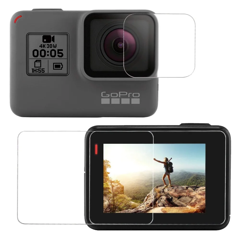 

Tempered Glass Protector Cover Case For GoPro Go pro Hero5 Hero6 Hero 5 6 Camera Lens LCD Screen Protector Film for Hero7 7