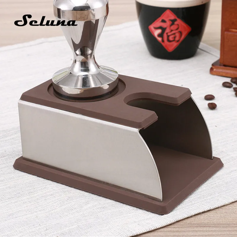 Silicone Coffee Tamper Mat Stainless Steel Espresso Coffee Powder Holder Press Support Base