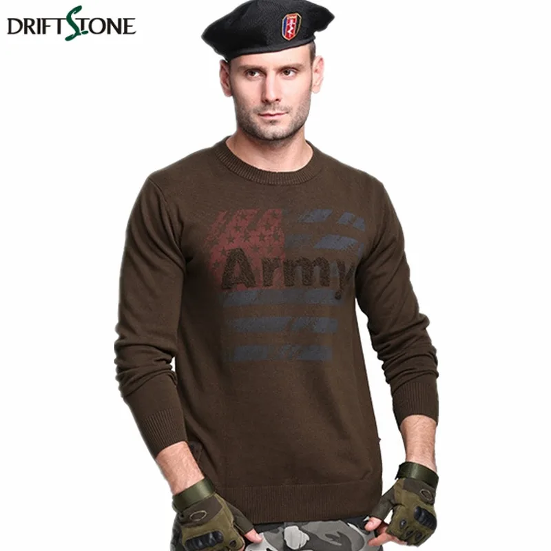 New Men Military Style Warm Sweater Pullover Coats O Neck Army Green