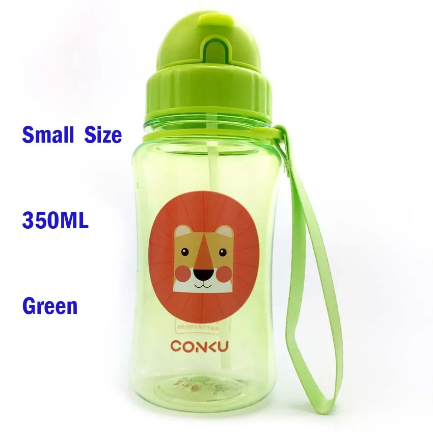 350ML BPA Free Baby Straw Drinking Cups Monkey Owl 8 Style Kids Cartoon Learn Feeding Water Bottle Children Straw Training Cup - Цвет: 350ML Green S