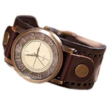 GNOVA Platine Véritable Bracelet En Cuir Montre Hommes de Haute Qualité Montre-Bracelet Femmes Rétro Vintage De Mode Genève Style B017