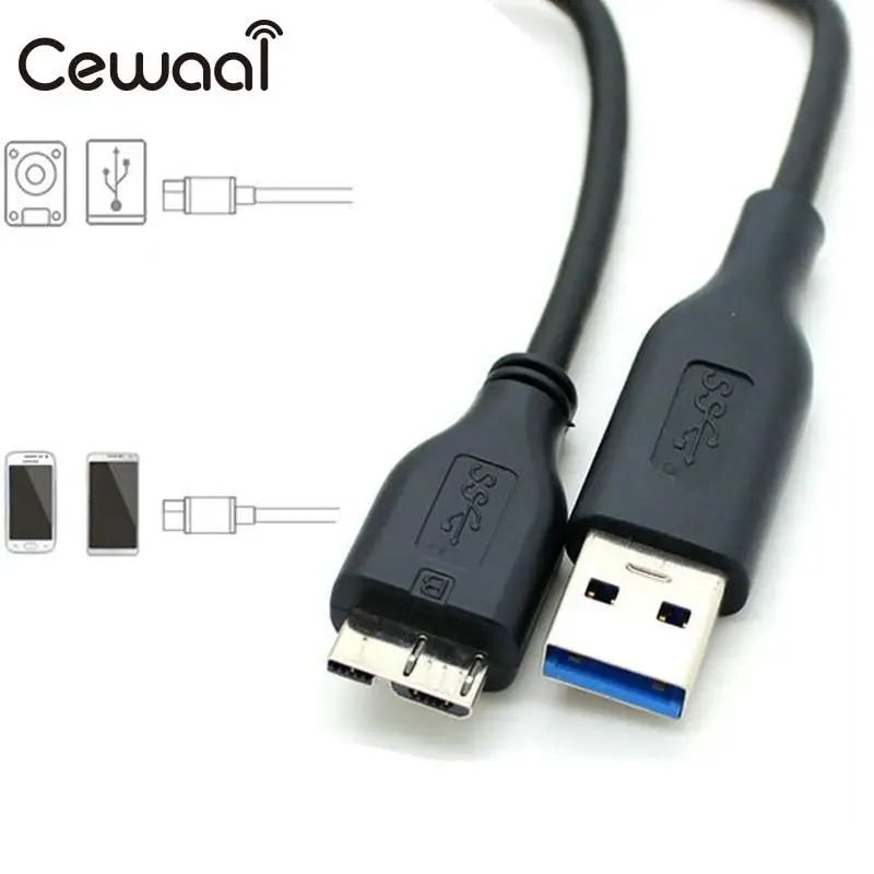 AMZDEAL USB 3.0 High Speed 5Gbps Male A to Micro B Cable 45cm Type A To Micro B Data Cable Adapter For Hard Disk Drive Cable