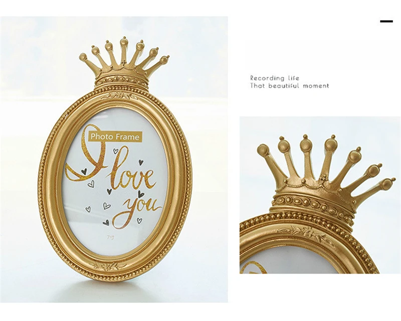 Роскошная золотая корона фоторамка в стиле барокко Стиль дома декоративные сертификат смолы фоторамка настенные украшения рабочего 3/6/7 дюймов