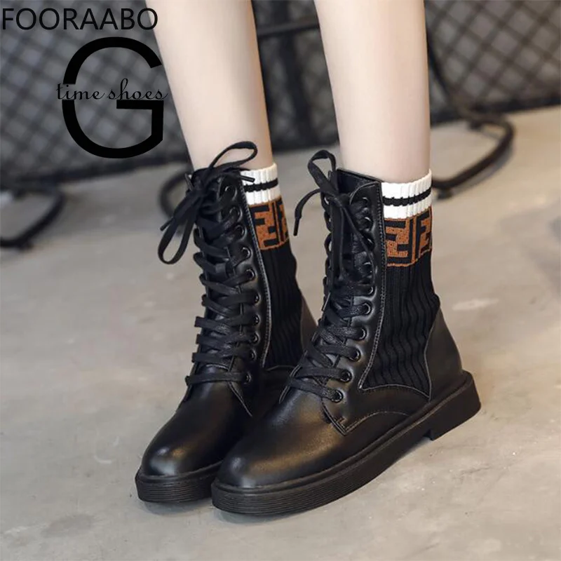 

Martin Boots Women Autumn Winter Motorcycle Botas Lace up Shoes Round Toe Ankle Boots Shoes Female Botas Mujer