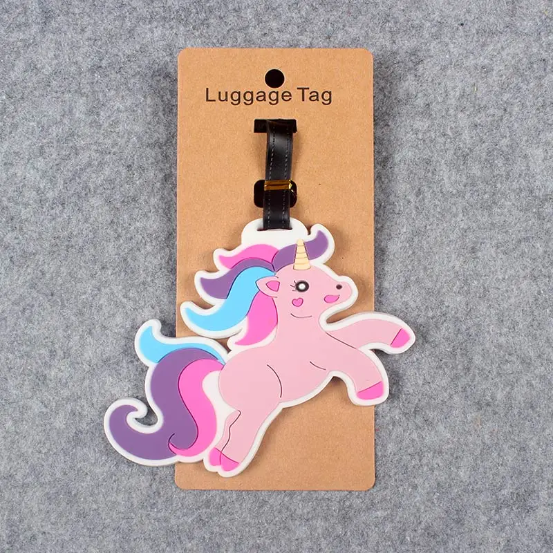 Cartoon Unicorn Travel Accessories Luggage Tag Suitcase Cartoon Style  Fashion Silicon Portable Travel Label ID Addres Holder
