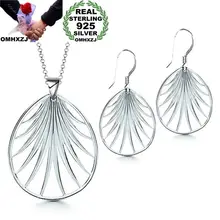 OMHXZJ Личность Мода для девушек и женщин серебряная Роза Золотые листья 925 пробы Серебряные серьги+ Цепочки и ожерелья комплект ювелирных изделий SE13