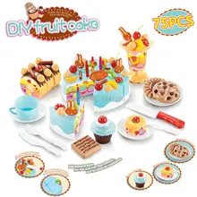 75 шт. претендует игрушки торт ко дню рождения Еда игрушка DIY резать праздничный торт Для детей ребенка раннего образования классические игрушки набор