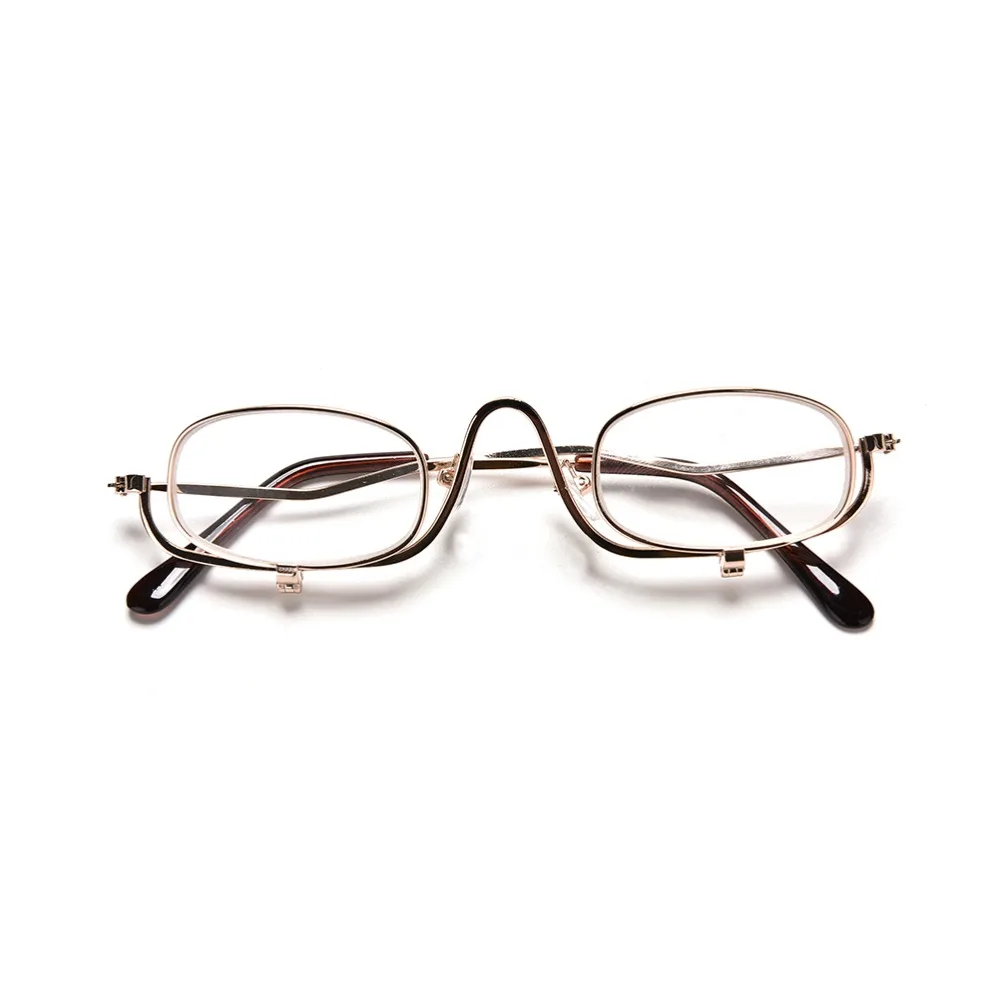 

Women Alloy Glasses Lady Make-up 1x Magnifying Makeup Eye Spectacles Flip Down Lens
