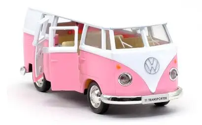 В коробке модели автомобилей из сплава vw автобус скраб скучная Модель автомобиля игрушки - Цвет: Розовый