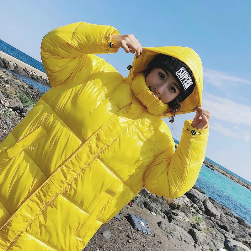 Beste 2020 Vrouwen Winter Brief Print Zwart Geel Maxi Lange Eend Down Jas Dames Warme Parka Plus Size Losse Lange Down jassen N906