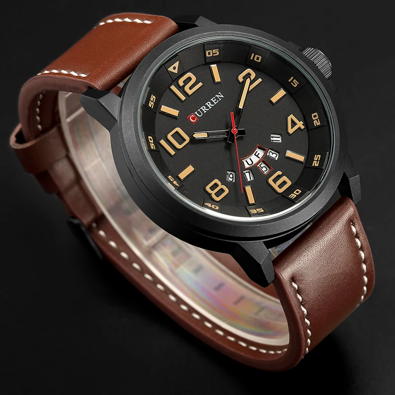 Top Brand Luxury CURREN Men Sports Watches Men's Army Military Leather Quartz Watch Male Waterproof