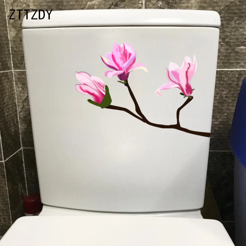 ZTTZDY 21 1*17 см розовый цветок магнолии стикер для туалета домашняя Спальня наклейка
