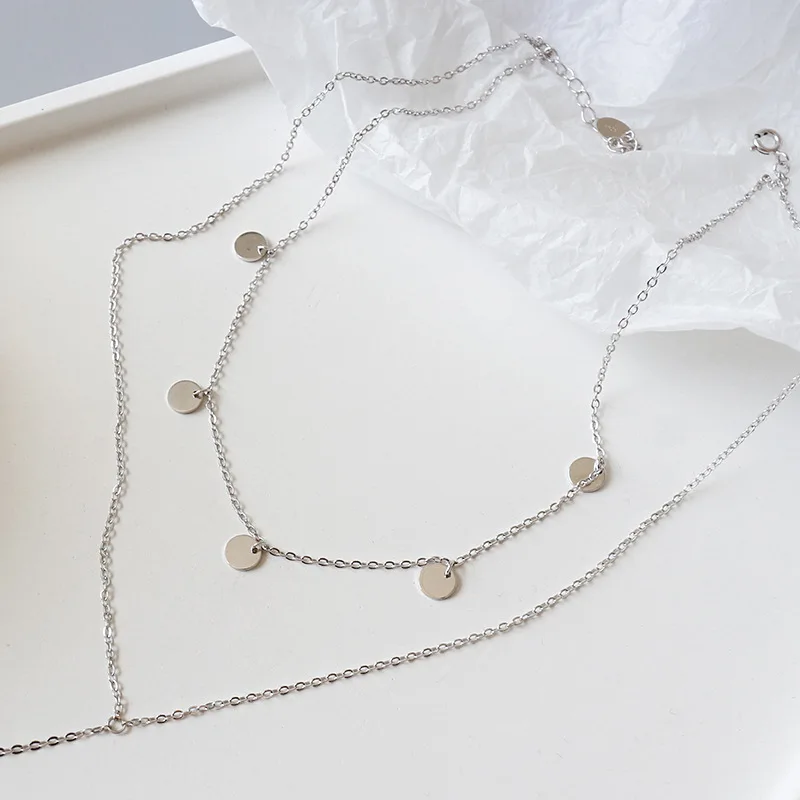 Многослойное колье-чокер для женщин ожерелье из стерлингового серебра 2019925 пробы круглый кисточкой модный чокер, ожерелье воротник с ювелирными украшениями