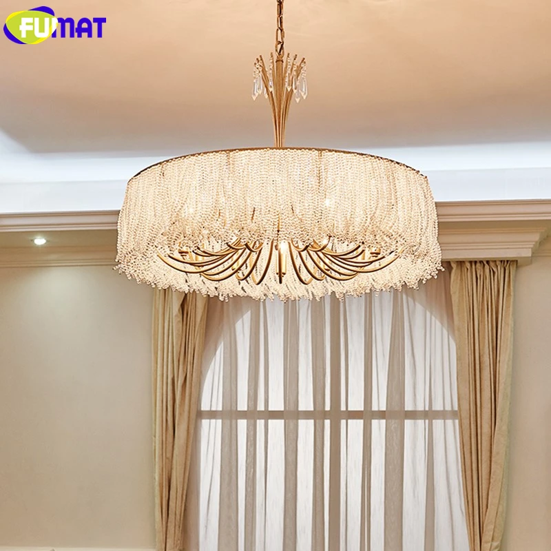 FUMAT RH Crystal Pearl Crown Cap Pendant Lamp American European French Style LED E14 Luxury For Living Dinning Bed Room 1