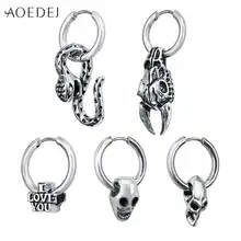 AOEDEJ, круглые серьги, маленькие серьги-кольца для женщин и мужчин, нержавеющая сталь, Винтажные серьги в виде черепа, серьги в виде черепа, женские серьги