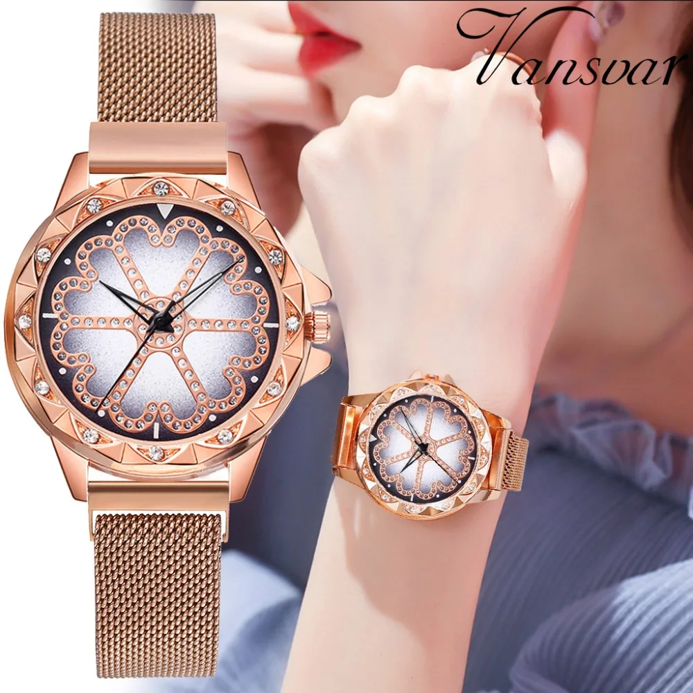 

Fashion Women Flower Rhinestone Wrist Watch Luxury Casual Rose Gold Alloy Belt Quartz Watch Relogio Feminino Drop Shipping@50