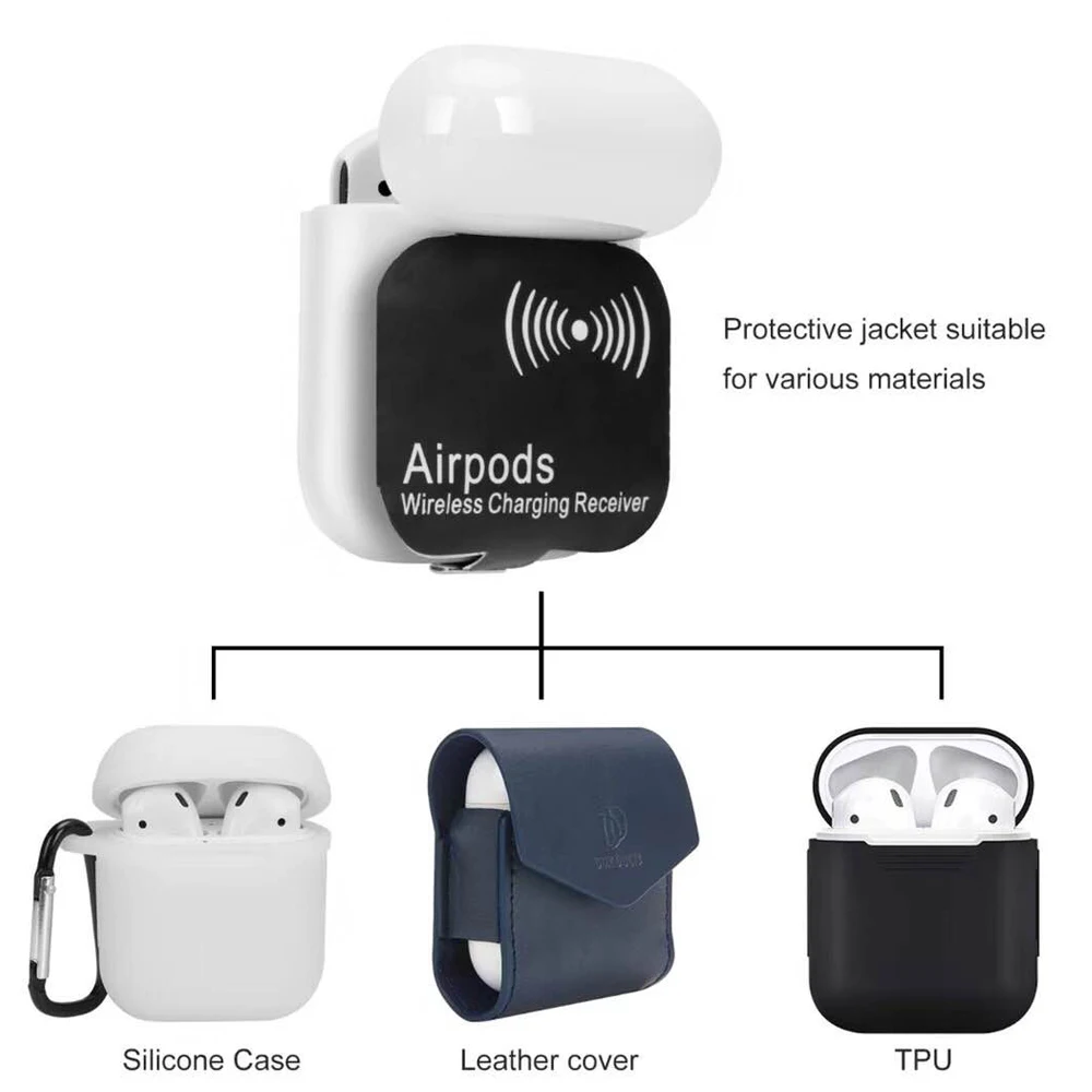 JKING Беспроводное зарядное устройство для Apple AirPods защитный чехол Беспроводное зарядное устройство зарядный приемник для Airpod чехол Зарядное устройство аксессуары