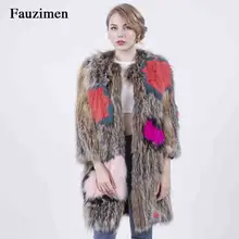 Модный Лебедь длинный вязаный лисий мех пальто женское переплетение стильный натуральный Лисий мех красивый жакет толстый теплый
