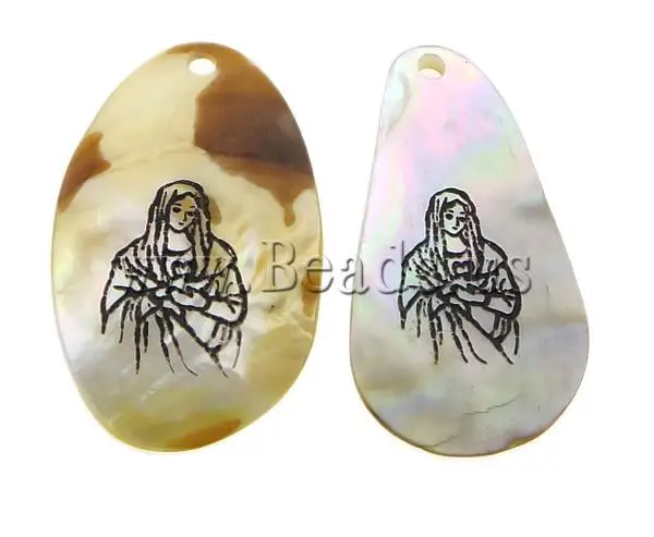 Free shipping!!!Natural White Shell Pendants innovative Teardrop brushwork white 25-28x45-46x3-2mm Hole:Approx 3mm | Украшения и
