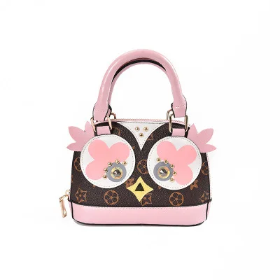 Сумки-мессенджеры для девочек в стиле Луи, милые мини сумки через плечо с совой для женщин, кожаная сумка, сумки в виде ракушки, сумки в стиле Луи - Цвет: Pink