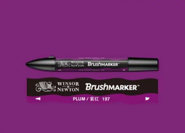 Winsor& Newton кисть-Маркер ручки краски на спиртовой основе быстрая сушка черный серый розовый фиолетовый тон - Цвет: Plum