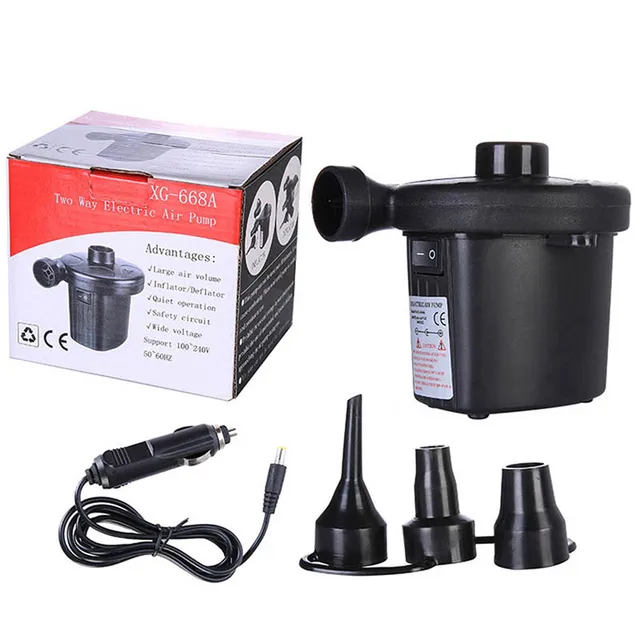 New Electric Air Pump Automatic & Quick Pumping with 3 Jets for Air Mattress Inflatable Boat Beds CSL2018
