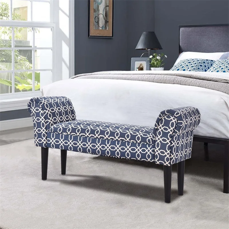 U Shape Upholstered Bedroom Entryway Armed Bench Bedroom Living