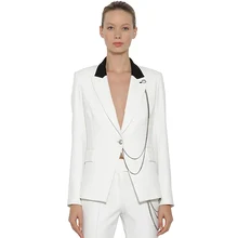 HIGH Street новейший дизайнерский Блейзер, Женский блейзер на одной пуговице со львом и металлической цепью