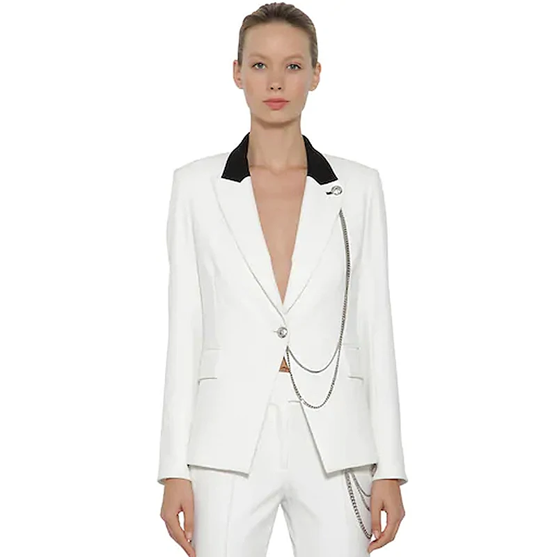 

HIGH Street Newest 2019 Designer Blazer Women's Lion Buttons Single Button Metal Chain Blazer Jacket