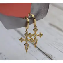 Новинка, серьги из стерлингового серебра 925 пробы, персонализированные циркониевые кресты, Короткая подвеска, ушное кольцо, ушные кости, трендовые милые ювелирные изделия для девушек и женщин