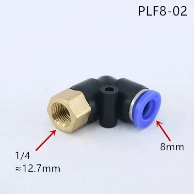 PLF Пневматический 4-12 мм OD внутренняя резьба M5'' 1/8 ''1/4'' 3/8 ''1/2'' пневматический Женский Локоть соединитель труб воздушный толчок в фитинг - Цвет: PLF8-02