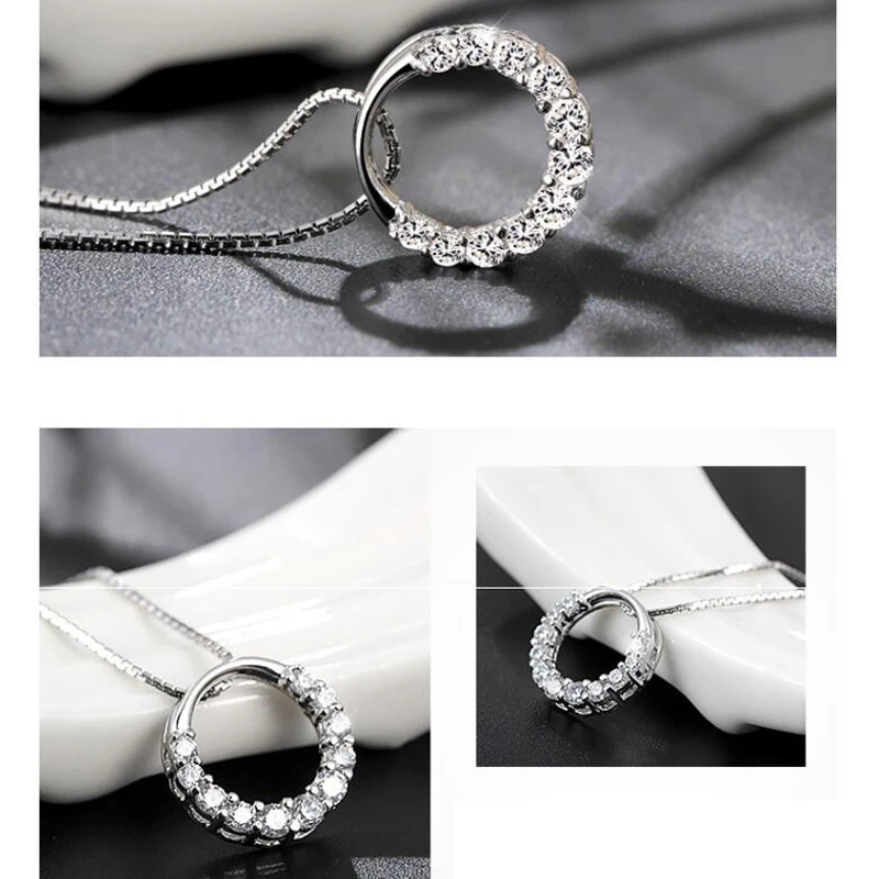 round cubic zirconia necklace silver jewelry (7)