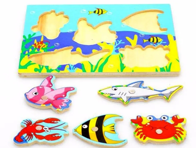 ОСГТ детские деревянные морских Животные Магнитная Удочки доска игрушка