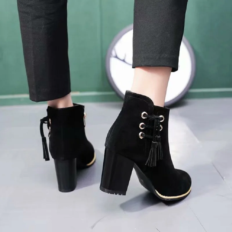0216 Botas Negro Zapatos Mujer Estilo De Británico Ljj 2018 Gruesa Nueva Martin Otoño Con COqPYwYx