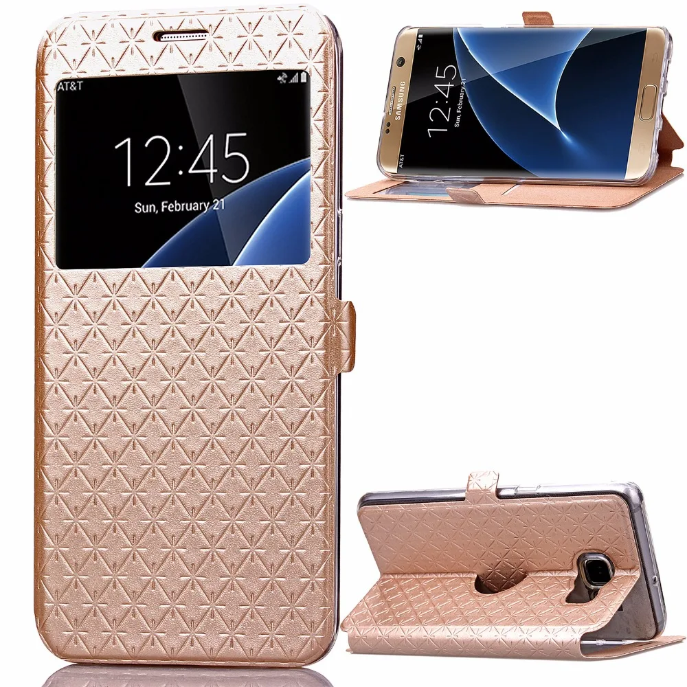 

Cases For Samsung Galaxy S7 edge Luxury PU Leather Mobile Phone Case For S7 edge Phone Case Back Cover With Stand Holder
