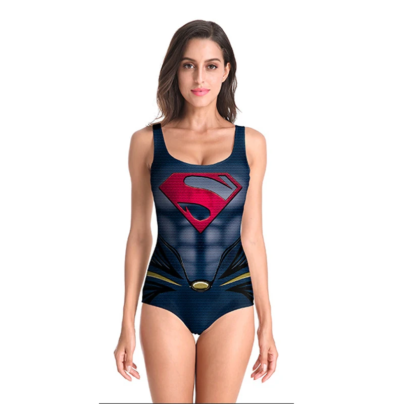 

Superhero 2019 Women's Ladies Sleeveless Sexy Cosplay 3D DC Comic Marvel Printed girl Beach Swimwear One Piece Swimsuit