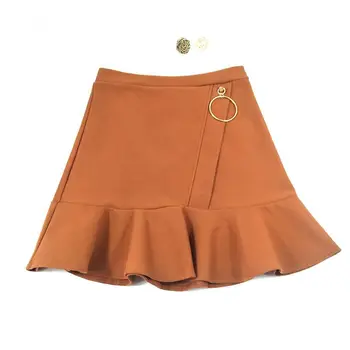 

Summer Solid High Waist Mini Skirt Women Casual Versatile Asymmetric Skirt stretch Loop Fishtail Short Skirts