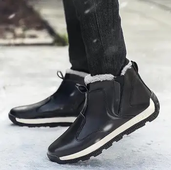 

big size 38-48 New warm Men Boots Winter With Fur Warm Snow Boots Men Boots Work Shoes Men Footwear Fashion Rubber Ankle Shoes