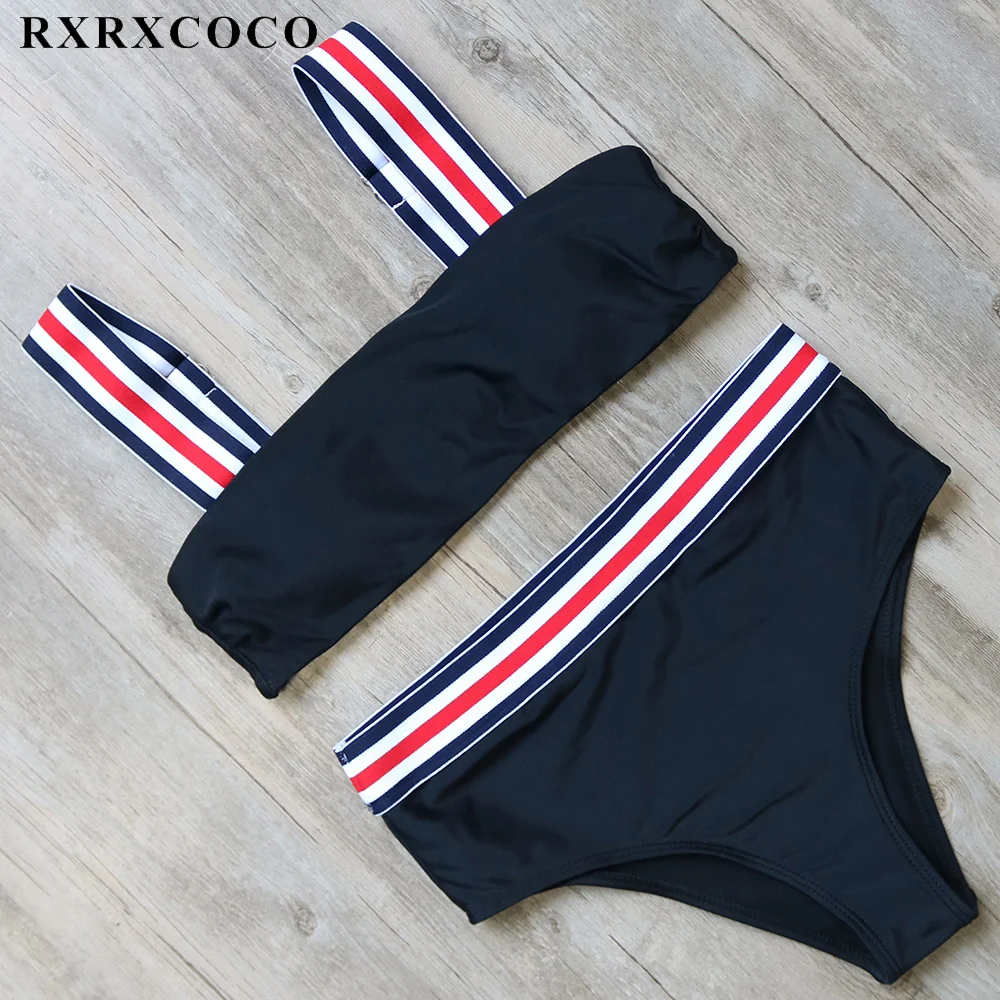 

RXRXCOCO High Waist Bikini Set 2018 New Swimsuit Women Halter Bandage Bikini Push Up Swimwear Padded Bathing Suit Swimming Suit