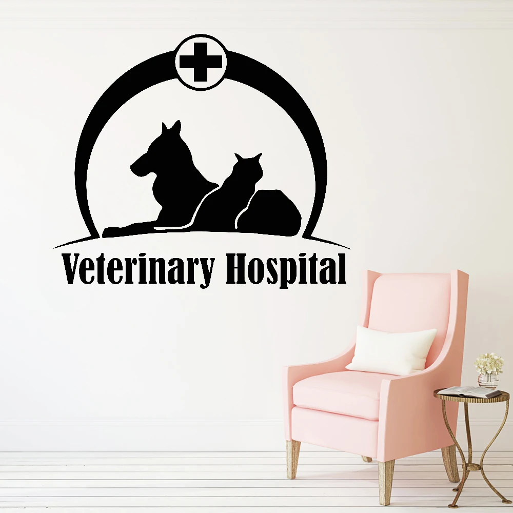 

Veterinary Hospital Vinyl Wall Stickers Veterinary Clinic Decoration Grooming Salon Shop Decals Dog Cat Sticker Home Decor Z188