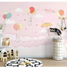 Beibehang ручная роспись личности papel де parede обои скандинавские маленькие свежие облака кролик детская комната декоративная живопись