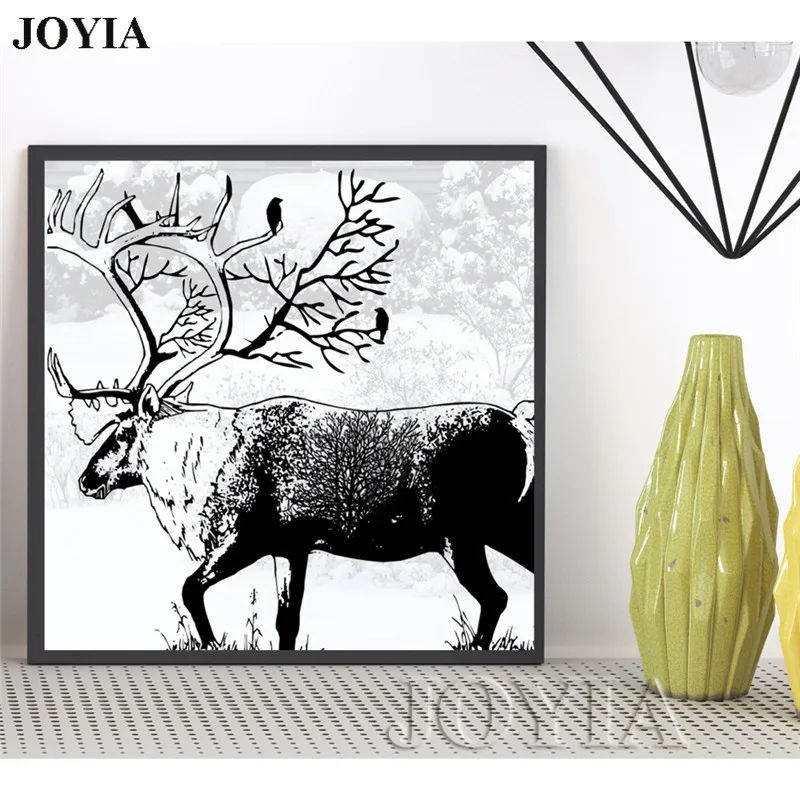 Black And White Deer Canvas Prints Wall Art Bucks Picture Stag Antlers