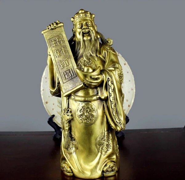 

song voge gem S1118 Chinese Folk Feng shui Brass copper God of Wealth Mammon Yuan Bao buddha Statue